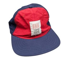 Topo Designs Runner Hat Unisex Red Navy Blue Nylon Colorblock Gorpcore Cap